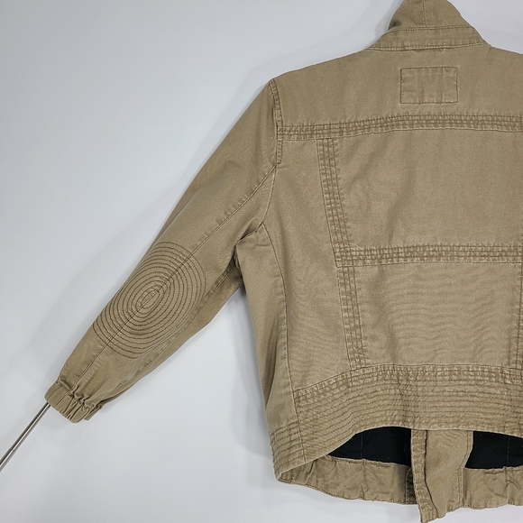 Hurley Long Sleeve Cropped Zip-Up Knit Moto Jacket Light-Weight Tan Small - Picture 9 of 12